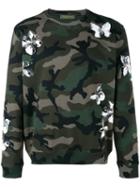 Valentino Camouflage Mariposa Print Sweatshirt, Men's, Size: Medium, Green, Cotton/polyamide