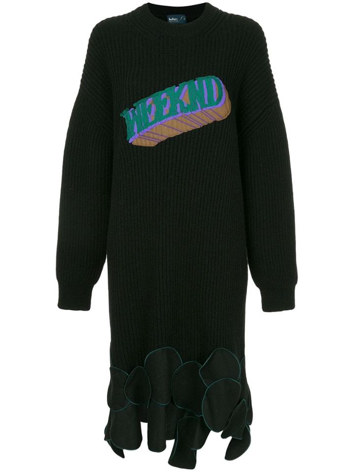 Kolor Slogan Patch Ribbed Dress - Black