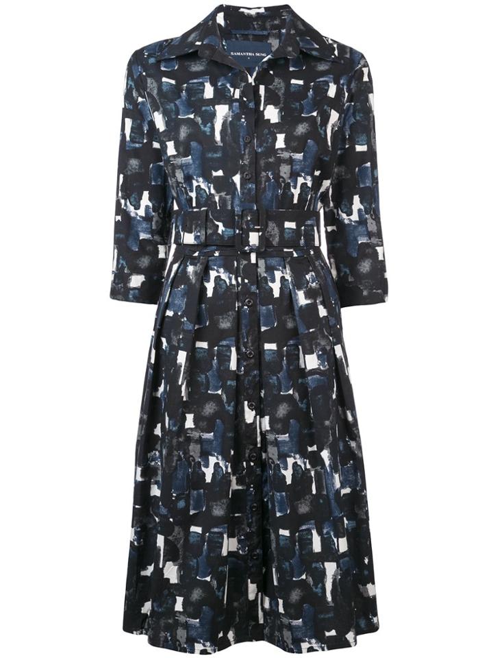 Samantha Sung Printed Flared Dress - Blue