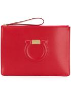 Salvatore Ferragamo Gancio Embossed Clutch - Red
