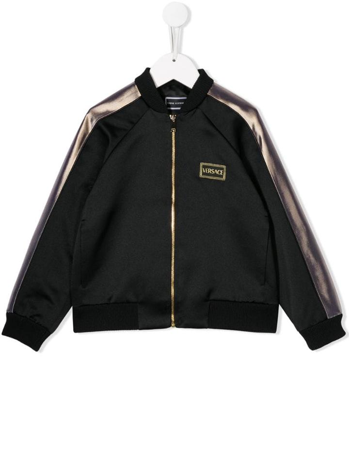 Young Versace Logo Bomber Jacket - Black
