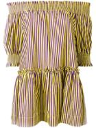 P.a.r.o.s.h. Striped Off-the-shoulder Top - Yellow