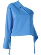 Erika Cavallini - Easter One-shoulder Top - Women - Cotton/spandex/elastane - 42, Blue, Cotton/spandex/elastane