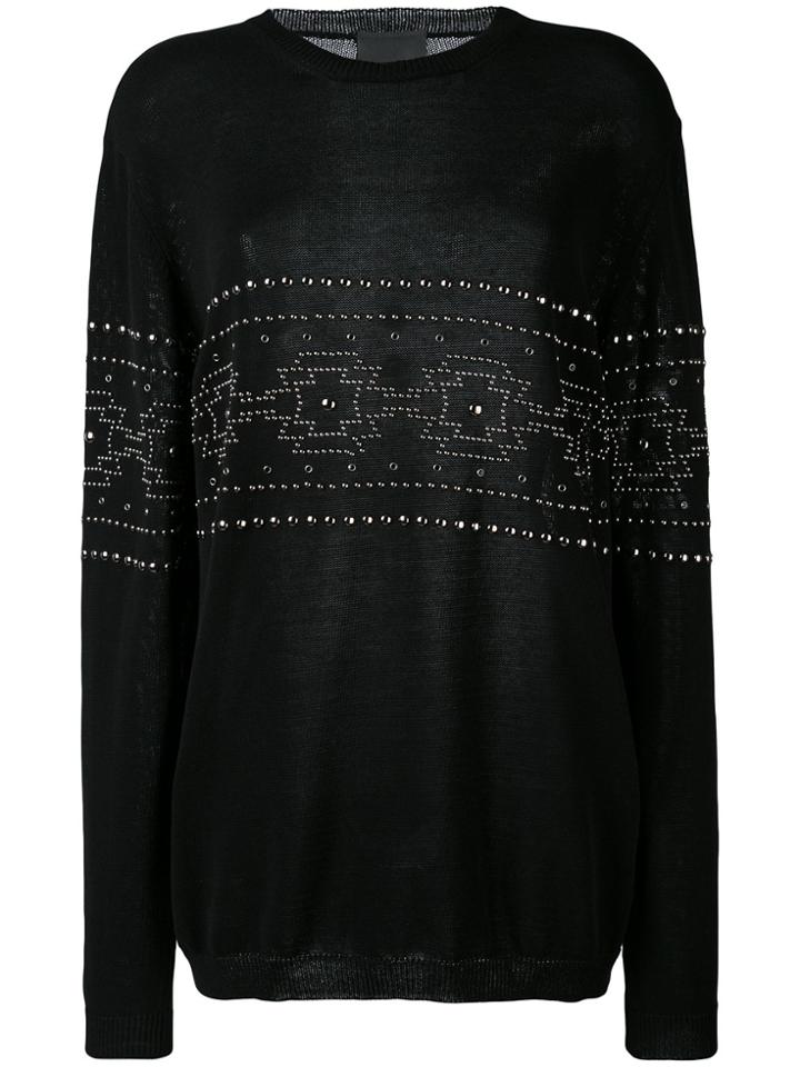 Laneus Studded Pattern Sweatshirt - Black