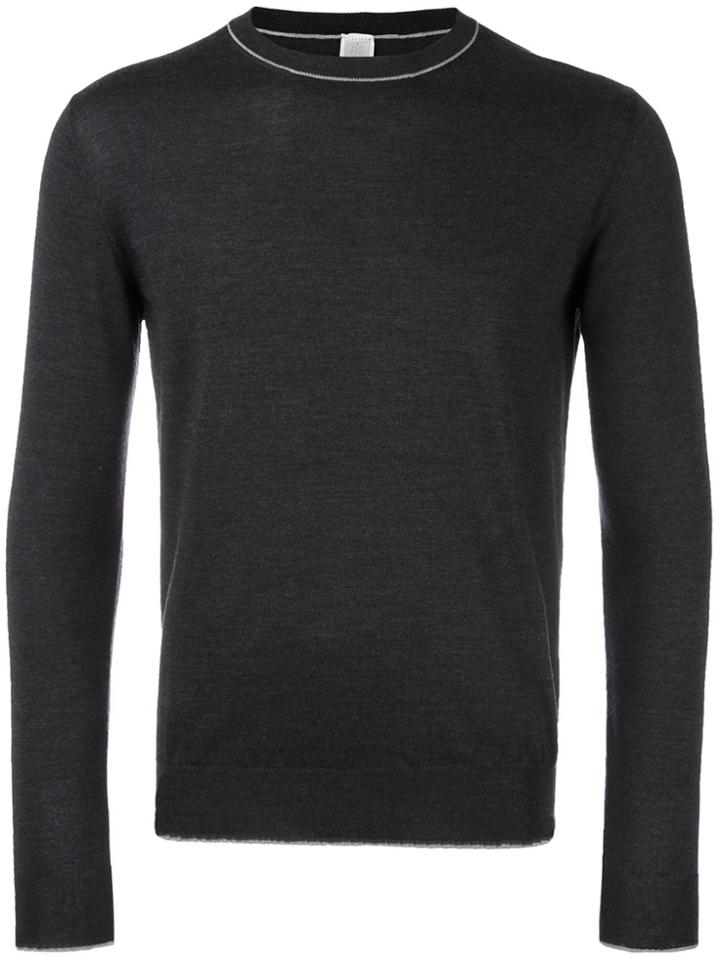 Eleventy Crew Neck Trim Jumper - Grey