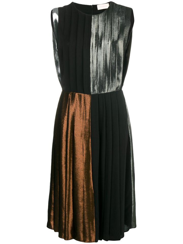 Christopher Kane Panelled Pleated Lamé Dress - Metallic