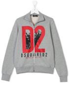 Dsquared2 Kids Logo Print Zipped Sweatshirt - Grey