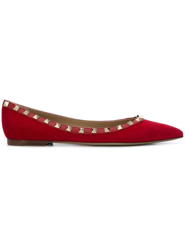 Valentino Rockstud Ballerinas - Red