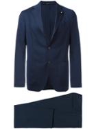 Lardini Formal Suit, Men's, Size: 52, Blue, Cotton/spandex/elastane/viscose/wool