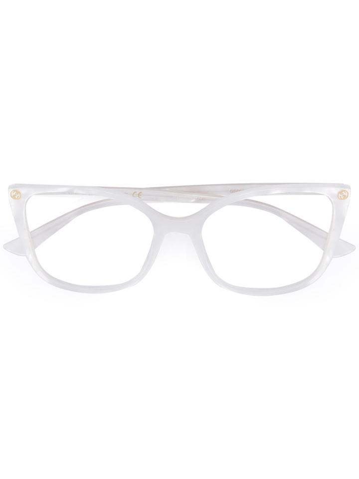 Gucci Eyewear Marble Effect Square Glasses, White, Acetate