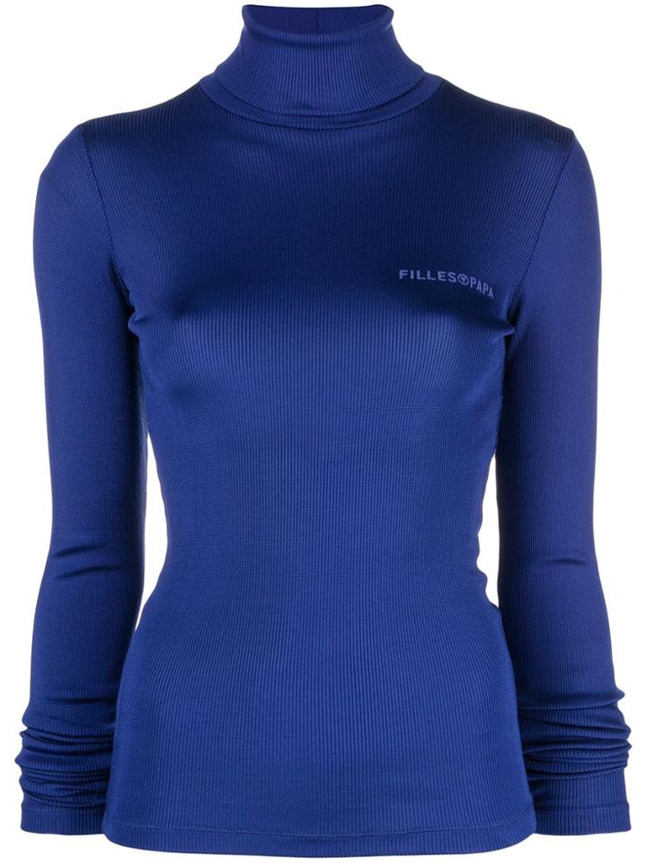 Filles A Papa Turtleneck Jumper - Blue