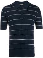 Tagliatore Horizontal Striped Polo Shirt - Blue