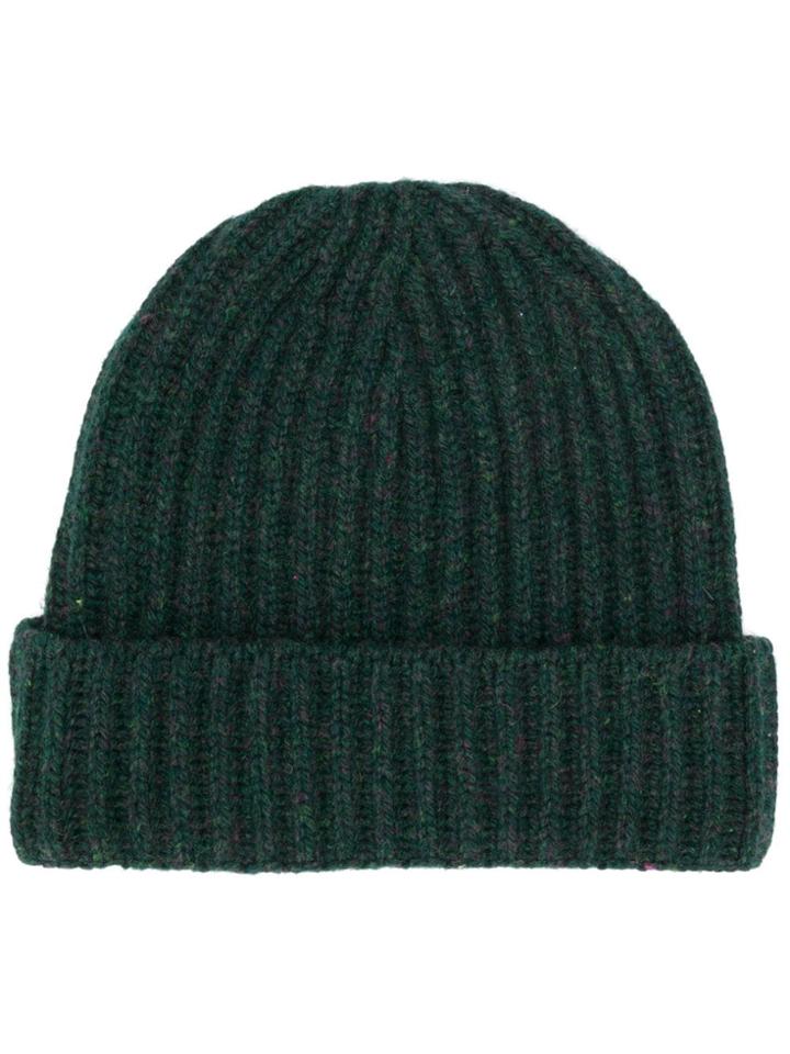 Pringle Of Scotland Ribbed Beanie Hat - Green
