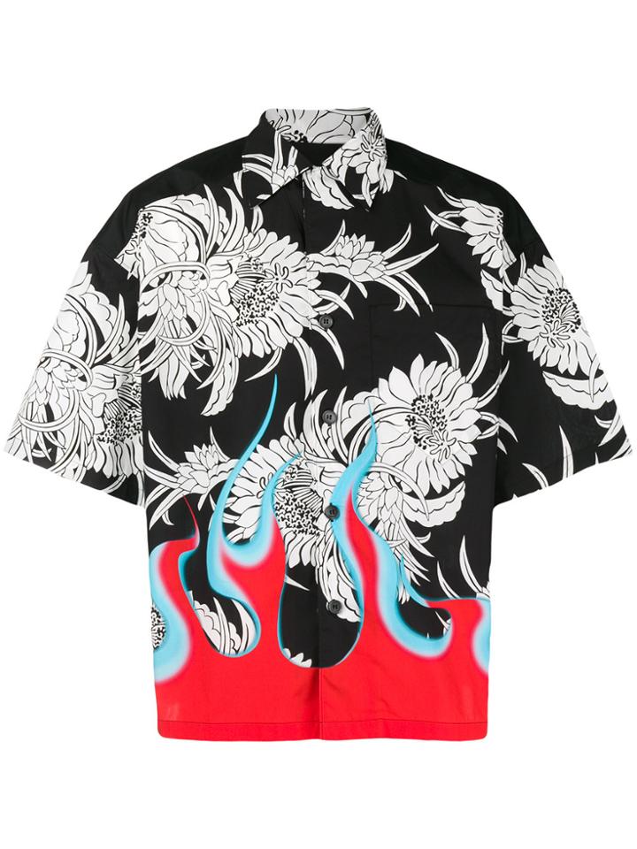 Prada Cuban Collar Dahlia Shirt - Black