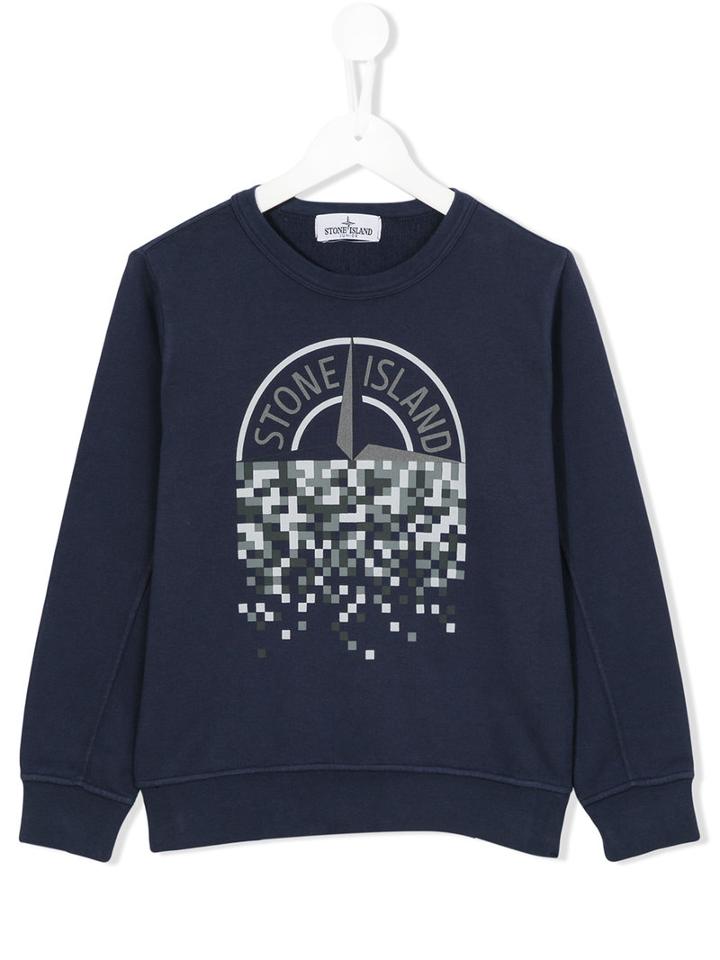 Stone Island Kids Logo Front Sweatshirt, Boy's, Size: 8 Yrs, Blue