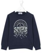 Stone Island Kids Logo Front Sweatshirt, Boy's, Size: 8 Yrs, Blue