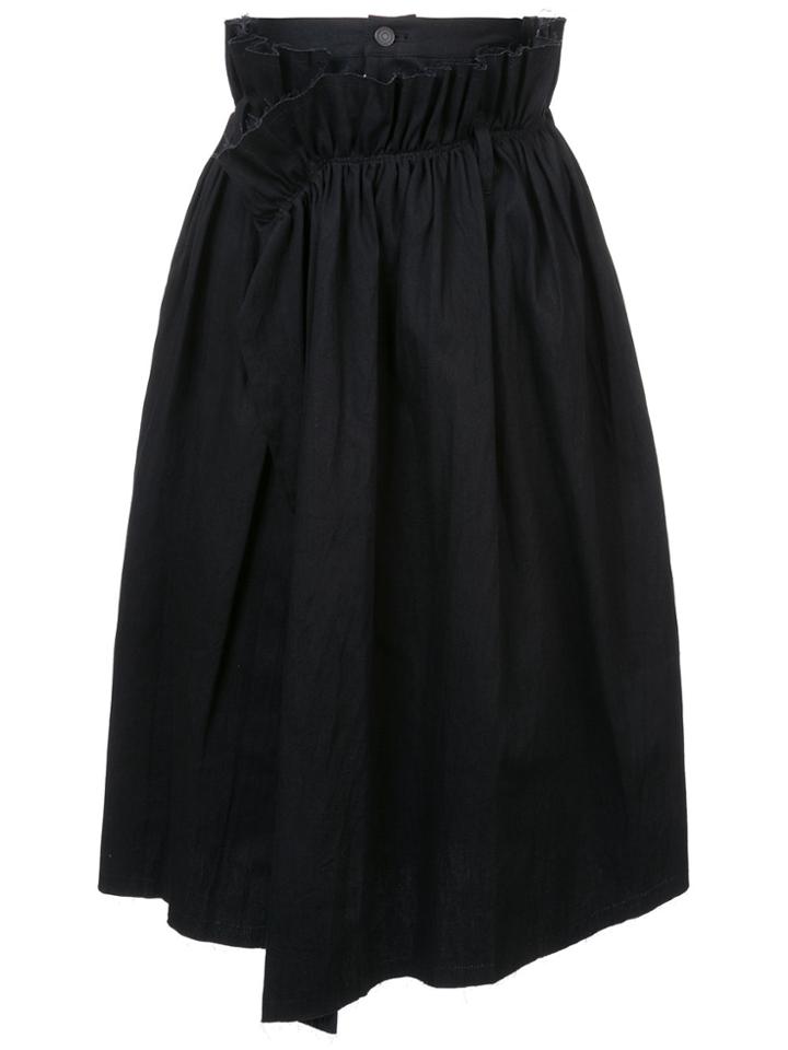 Yohji Yamamoto Gathered Waist Wrap Skirt - Black