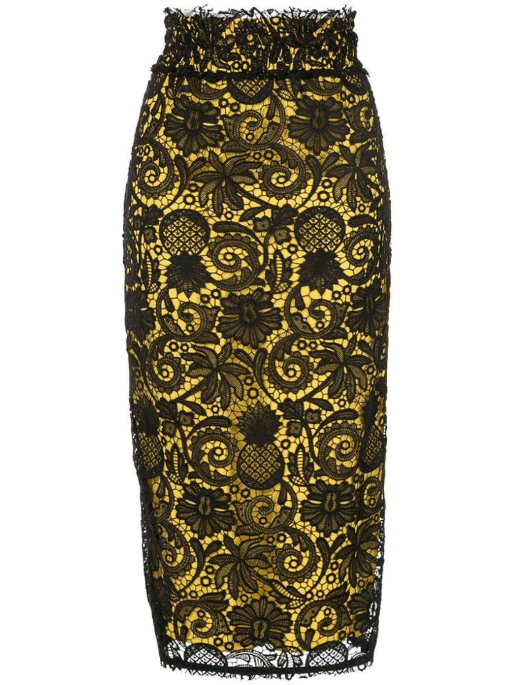 Nº21 Lace Pencil Midi Skirt - Black