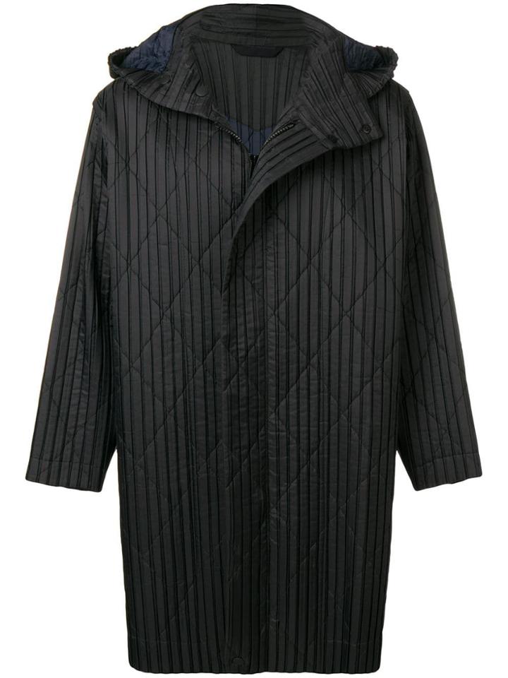 Homme Plissé Issey Miyake Quilted Plissé Coat - Black