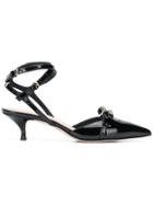 Red Valentino Bow Pointed Pumps - Black