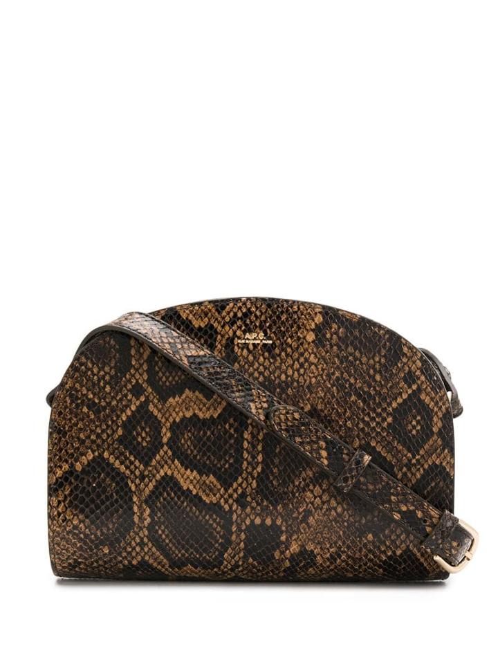 A.p.c. Embossed Snakeskin Shoulder Bag - Brown