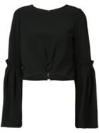 Christian Siriano Cropped Knot Detail Top - Black