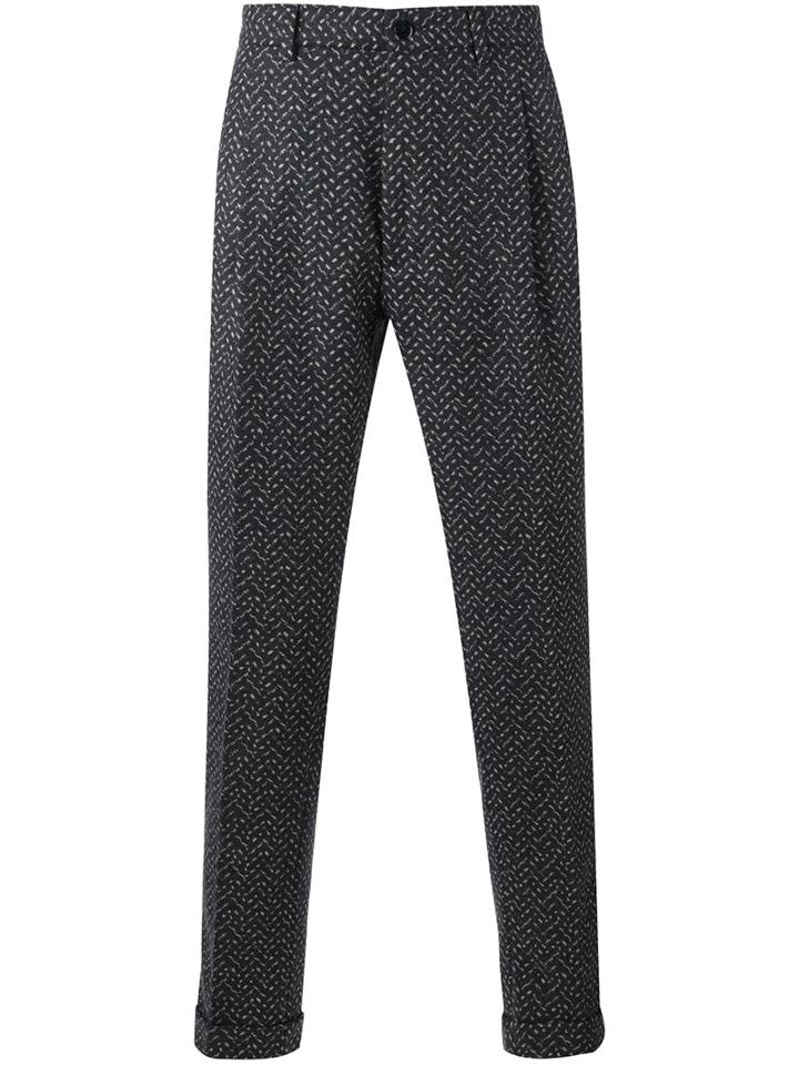 Etro Herringbone Trousers, Men's, Size: 46, Blue, Nylon/acetate/viscose/wool
