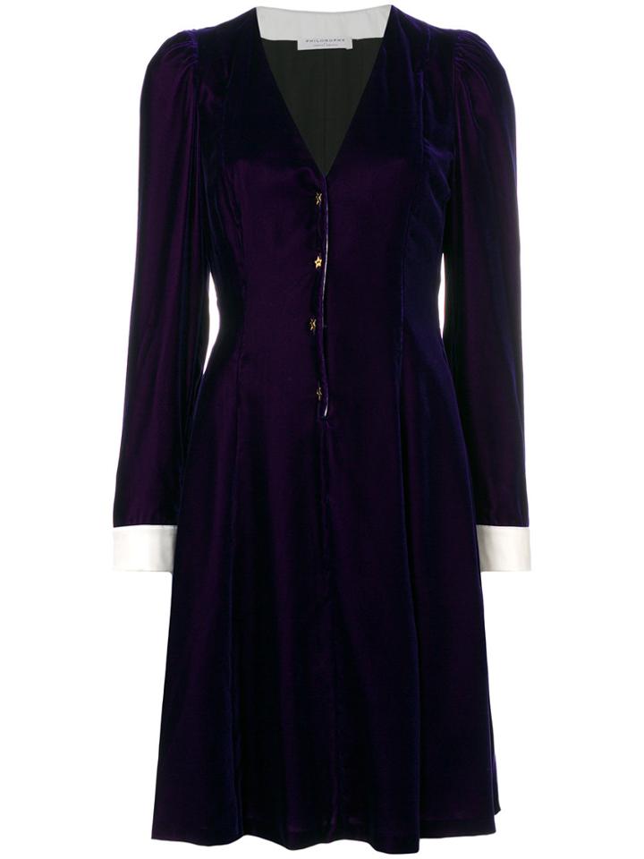 Philosophy Di Lorenzo Serafini V-neck Velvet Dress - Pink & Purple