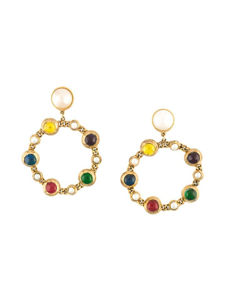 Chanel Vintage Hoop Clip-on Earrings, Women's, Purple