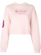 Givenchy Logo Print Crew Neck Cropped Sweater - Pink