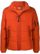Cp Company Zip-up Quilted Jacket - Orange