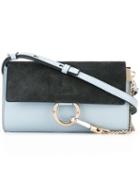 Chloé 'faye' Crossbody Bag, Women's, Blue, Calf Leather/calf Suede/cotton