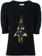 Sonia Rykiel Sequined Tour Eiffel Patch Jumper, Women's, Size: Medium, Black, Polyamide/polyester/cashmere/virgin Wool
