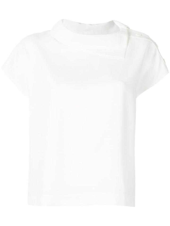 Jean Paul Knott Side Button Blouse - White