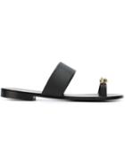 Giuseppe Zanotti Design Toe Strap Sandals, Men's, Size: 43, Black, Leather/metal Other