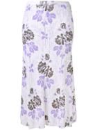 Victoria Beckham - Floral Skirt - Women - Wool - 12, Purple, Wool