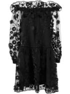 Alberta Ferretti - Sheer Embroidered Layer Dress - Women - Silk/polyester/acetate/other Fibers - 44, Women's, Black, Silk/polyester/acetate/other Fibers