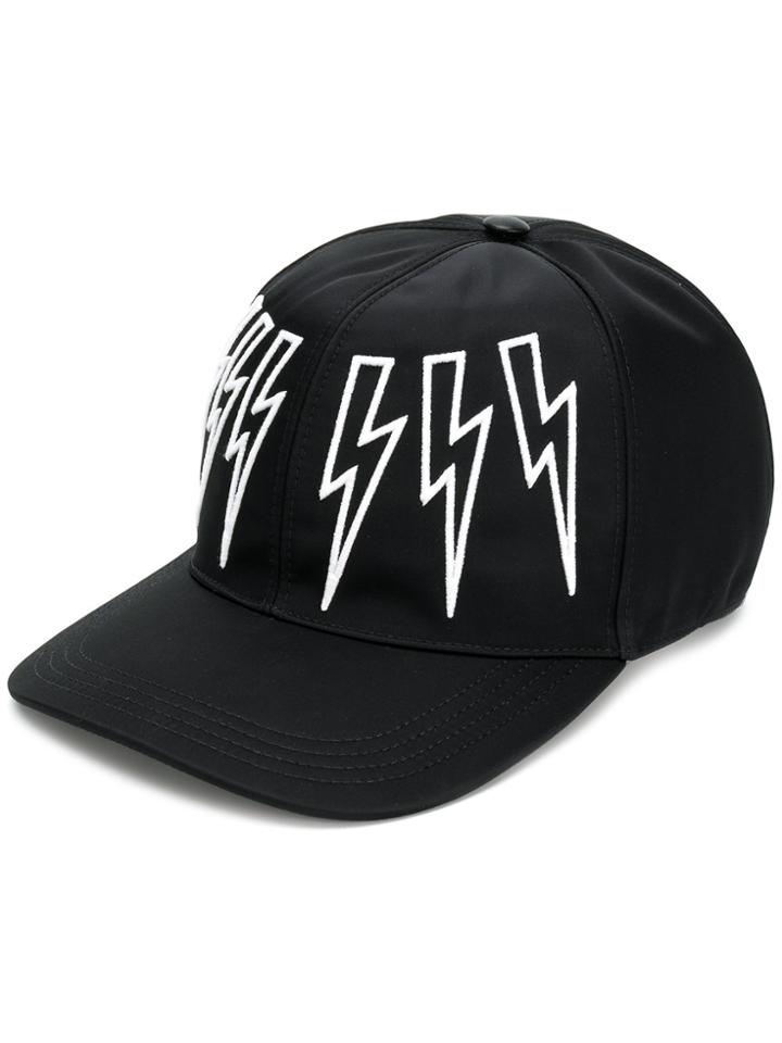 Neil Barrett Thunderbolt Maxi Baseball Hat - Black
