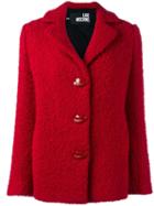 Love Moschino Bouclé Buttoned Jacket, Women's, Size: 40, Red, Acetate/cotton/wool/polyamide