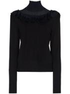 Chloé Mesh Panel Merino Wool Sweater - Blue