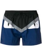 Fendi Bag Bug Motif Swim Shorts - Blue