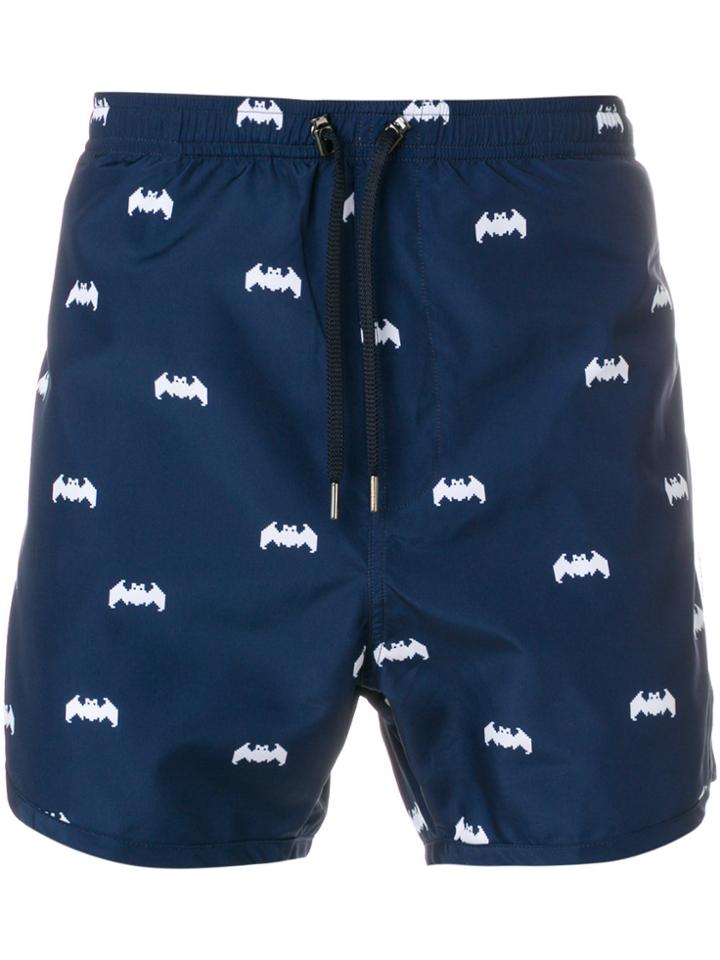 Neil Barrett Digital Bat Print Swim Shorts - Blue