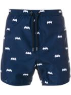 Neil Barrett Digital Bat Print Swim Shorts - Blue