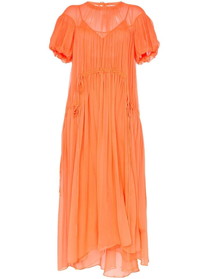 Lee Mathews Emily Ruched Detail Silk Maxi Dress - Orange