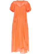 Lee Mathews Emily Ruched Detail Silk Maxi Dress - Orange