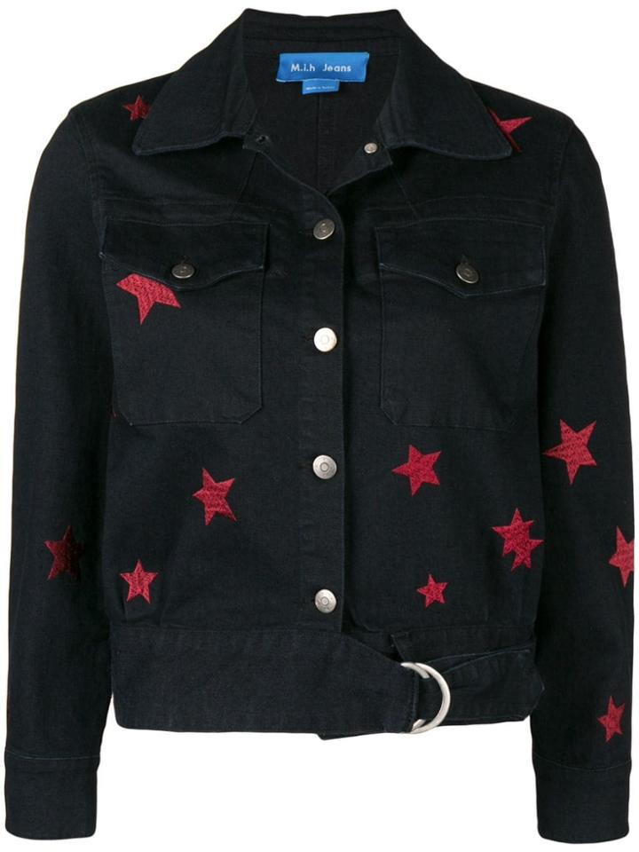 Mih Jeans Star Embroidered Denim Jacket - Black
