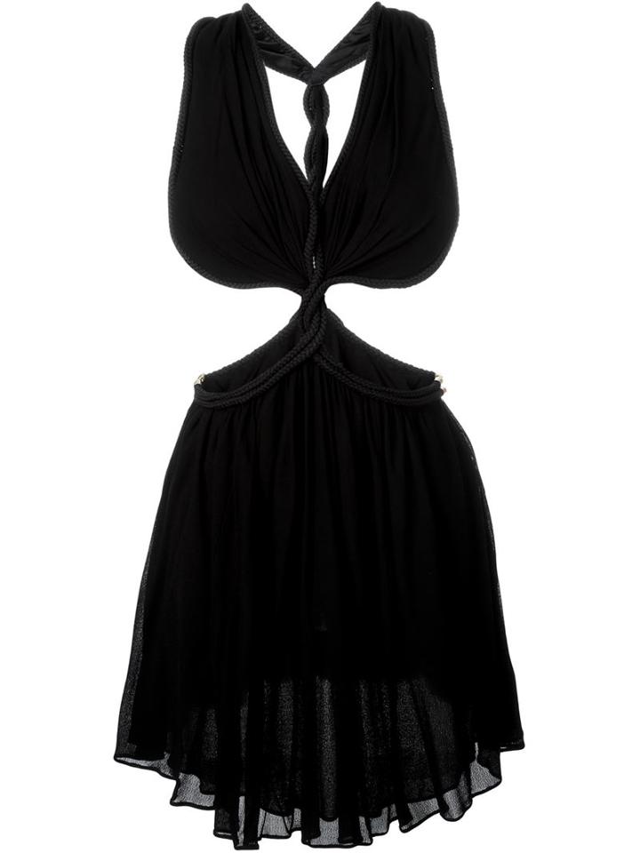 Jay Ahr Rope Trim Cut-out Dress, Women's, Size: 38, Black, Rayon/nylon