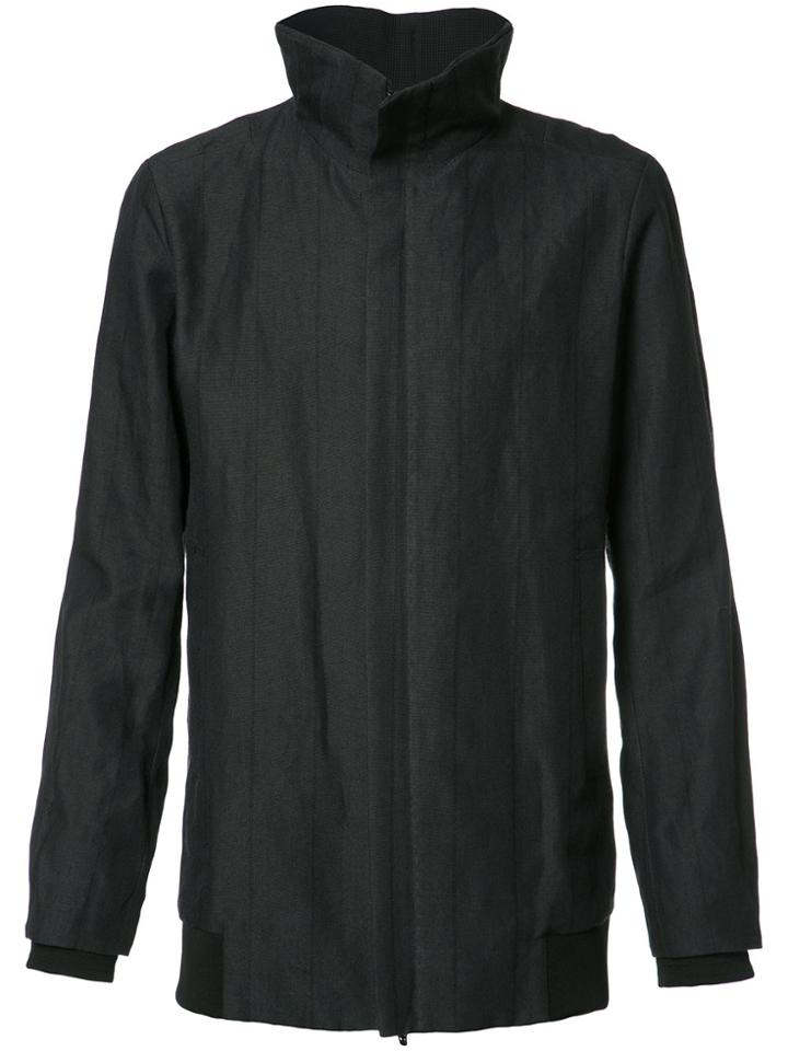 Devoa Front Zip High Neck Coat - Grey