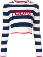 Alberta Ferretti Today Stripe Cropped Sweater - Blue