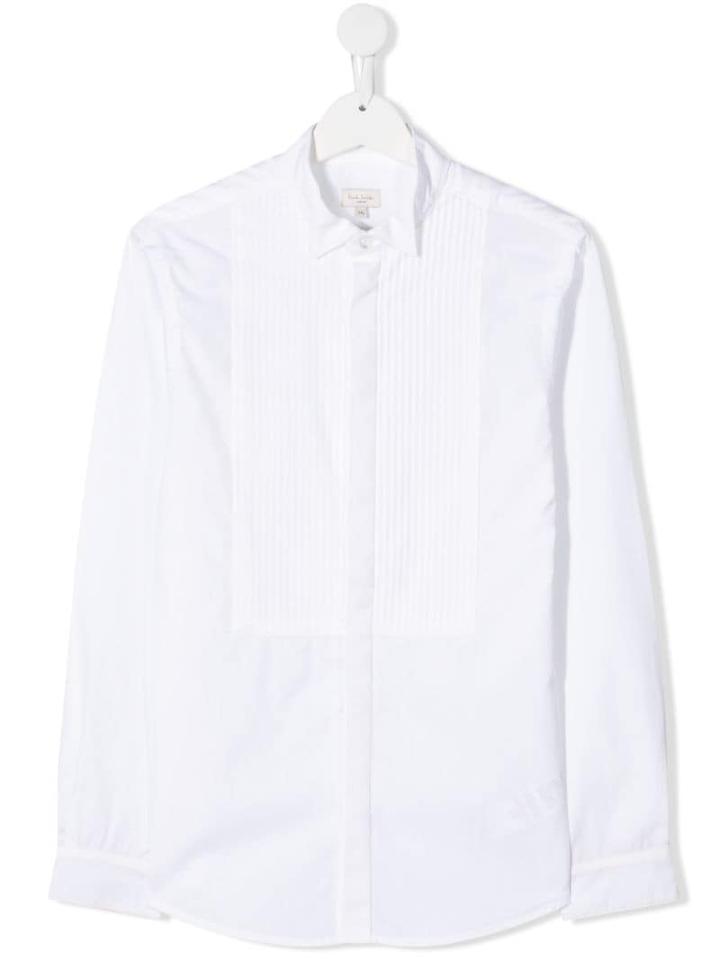 Paul Smith Junior Pleated Bib Shirt - White